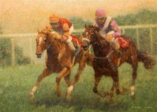 Enrique Castro (1938-) A Sure Bet, A Final Push, Racing For The Finish and Racing In Progress largest 12 x 19in.
